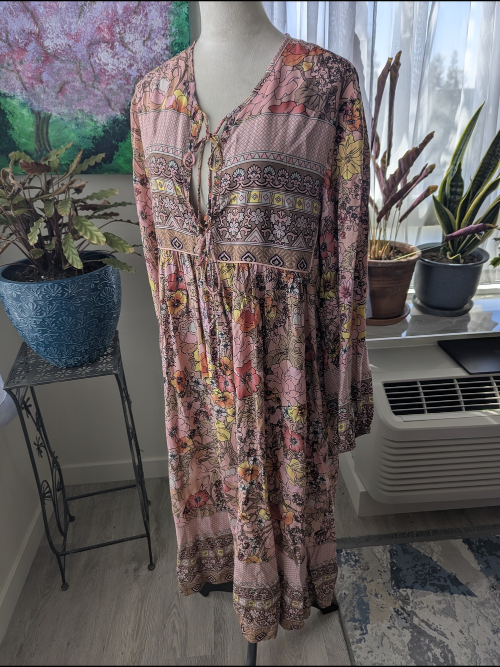 R. Vivimos Pink Floral Maxi Dress - Women's L (12/14)